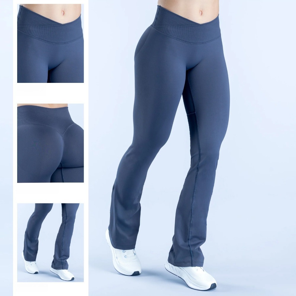 Pilates Yoga Legging - بنطلون رياضي نسائي واسع الساقين بدون
