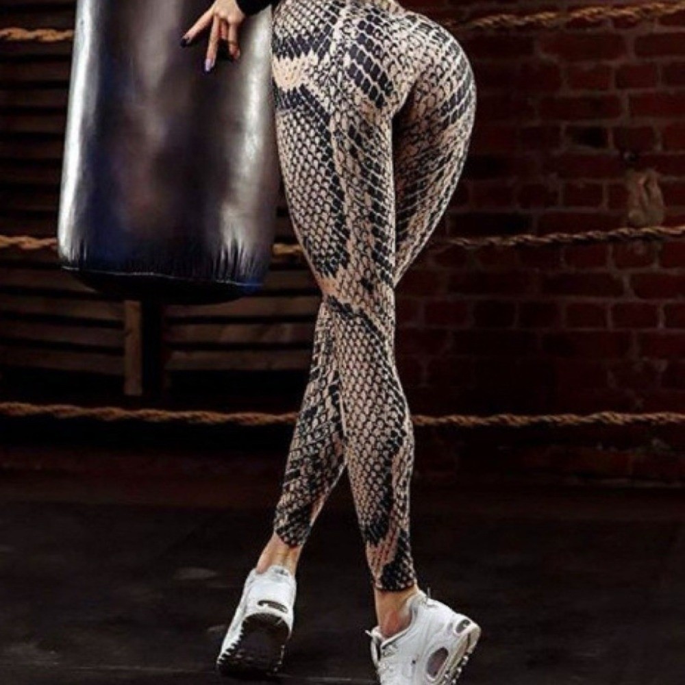 Pilates Yoga Legging - بنطلون ليجنز بنقشة جلد الثعبان، بدون