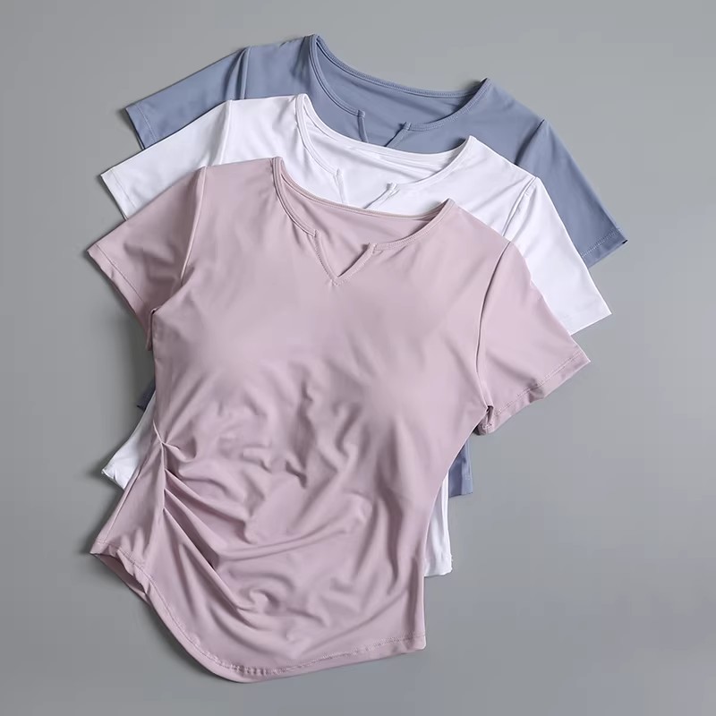 Pilates Yoga Wrap Top - قميص يوجا نسائي مع وسادة للصدر،