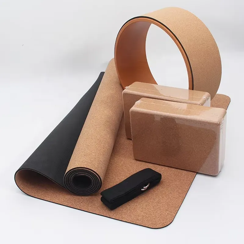 Yoga Block Cork - مجموعة حصيرة يوغا من SANFAN مع